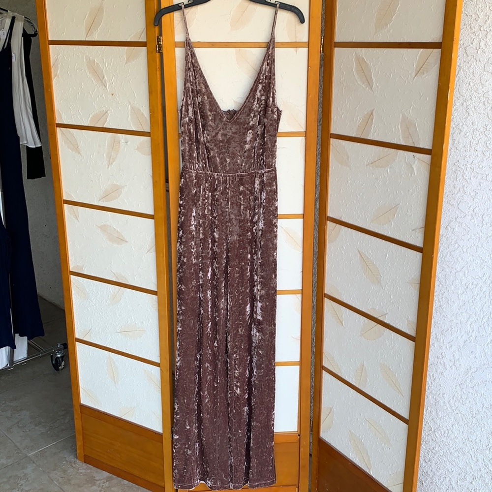Blush crushed velvet jumpsuit